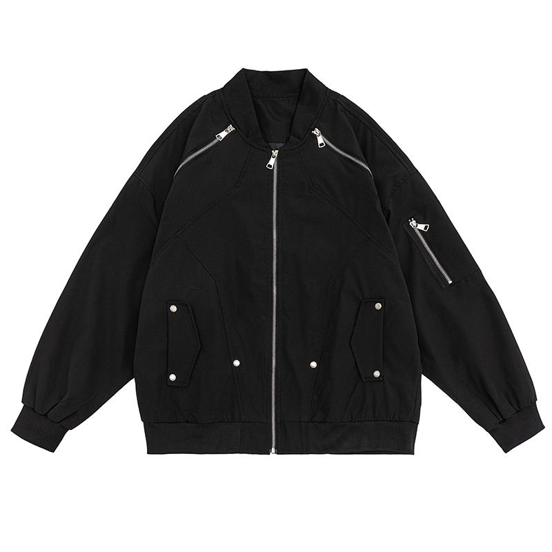 

Tide Brand American Locomotiv Retro Tooling Jacket Men s Loose Trend Pull Chain Splicing Baseball Jersey Casual Jacket 3XL чёрный