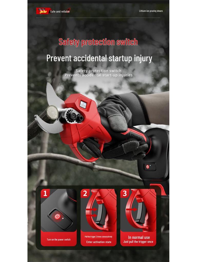 Portable Brushless Electric Pruning Shears with Wireless Lithium Battery for Arboriculture and Gardening