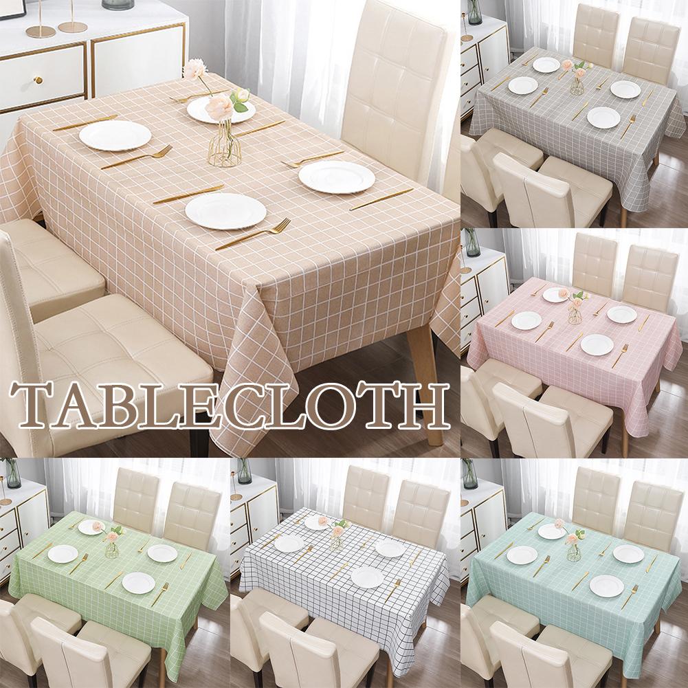 Checkered Tablecloth No Wash Waterproof Oil Dust Prevention Table Dining Cloth Checkered Coffee Mat Table Y9H7