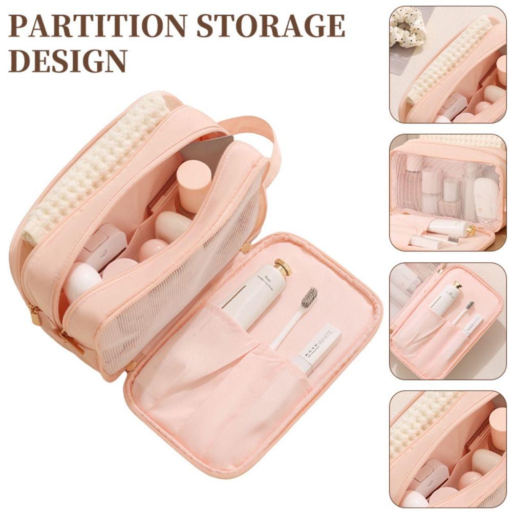 Large Capacity Toiletry Bag 3-Layers Dry-wet Separation Cosmetic Organizer Bag Durable Portable Makeup Bag Travel