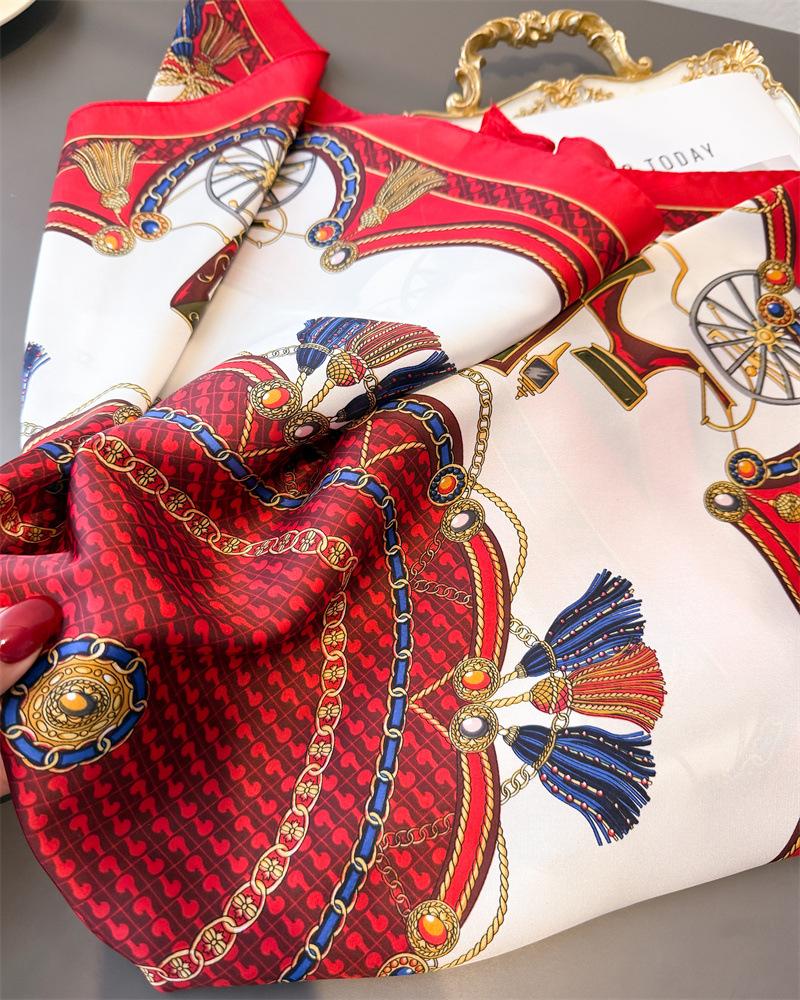 New Stylish Small Women's Scarf Soft Satin Printed Headscarf Lightweight Square Scarf Necktie for Women Beautiful
