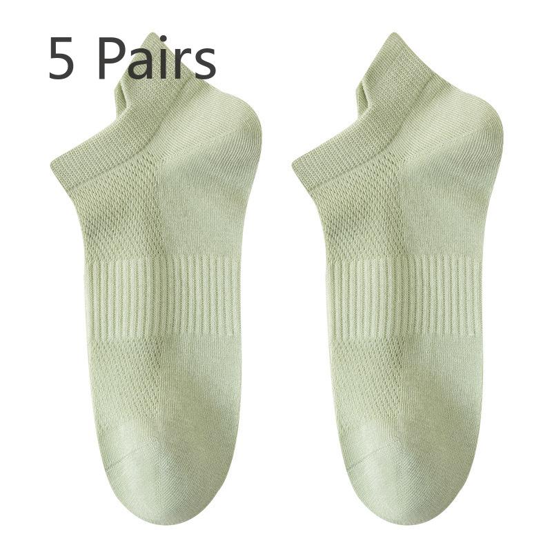 

5 Pairs of Women s Spring and Summer Thin 7A Antibacterial Deodorant Mesh Sweet Cotton Short Boat Socks 5 Pairs зелёный