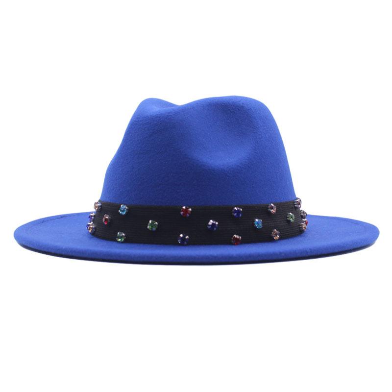 New Fashionable and Elegant Jazz Hat, Spring, Autumn and Winter Belt Woolen Casual Fashion Big-brimmed Lady Jazz Hat