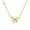 Fashion Stainless Steel Zircon Bow Gold Necklace Ladies