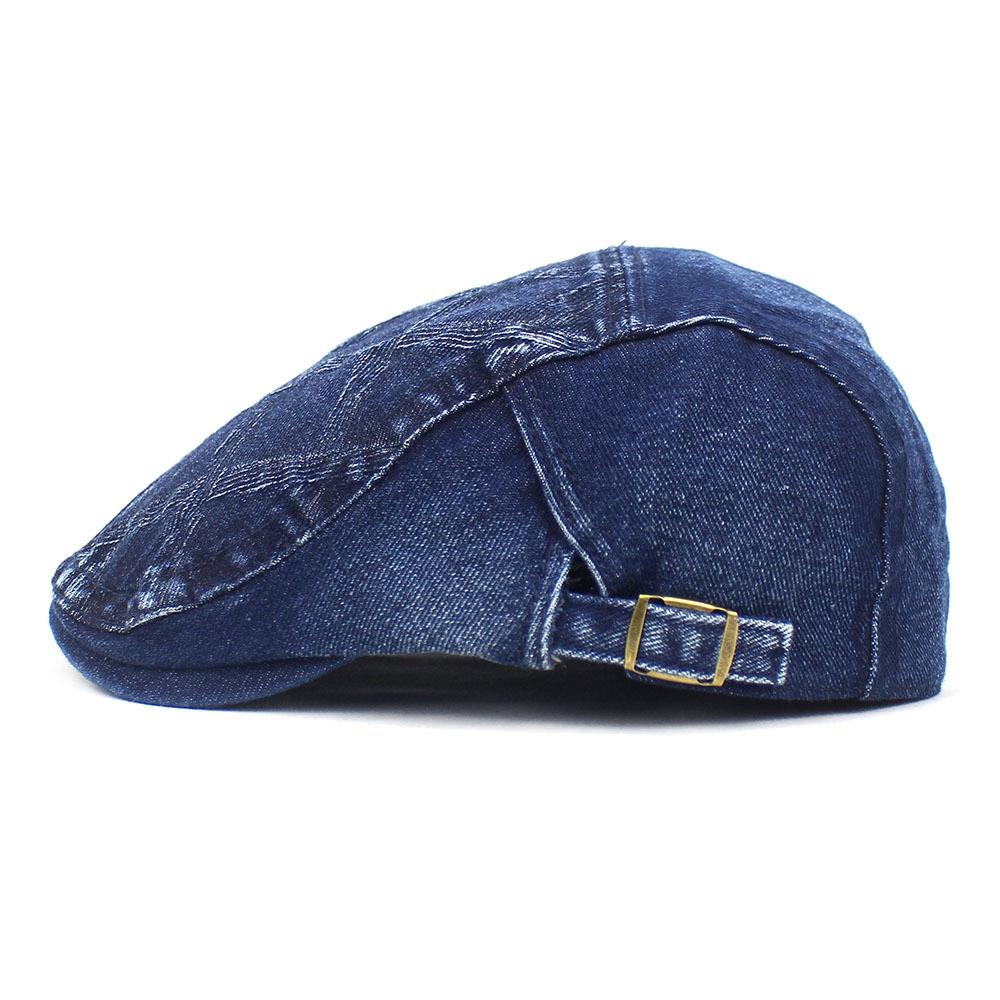 New beret rhombus plaid cap blue denim hat fashion men's and women's forward hat