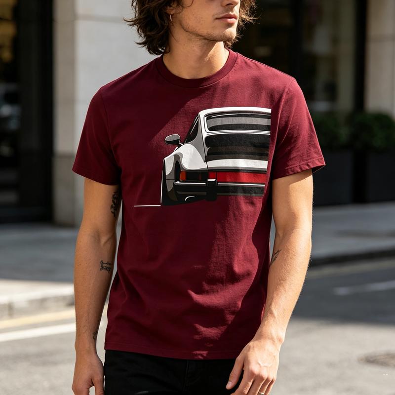 Classic Style Sports Car Silhouette T Shirt Minimalist Automotive Graphic Tee Unisex Cotton Short Sleeve Racing
