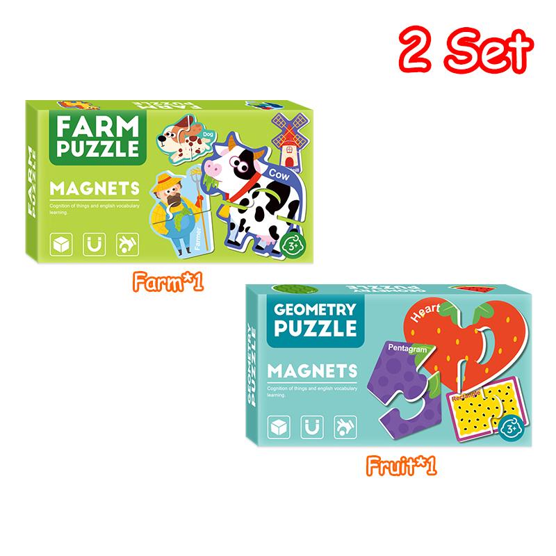 Montessori Magnetic Puzzles Toy Early Education Alphanumeric Learning 8 Themes Fridge Magnets Educational Toys For 3-6 Years Old