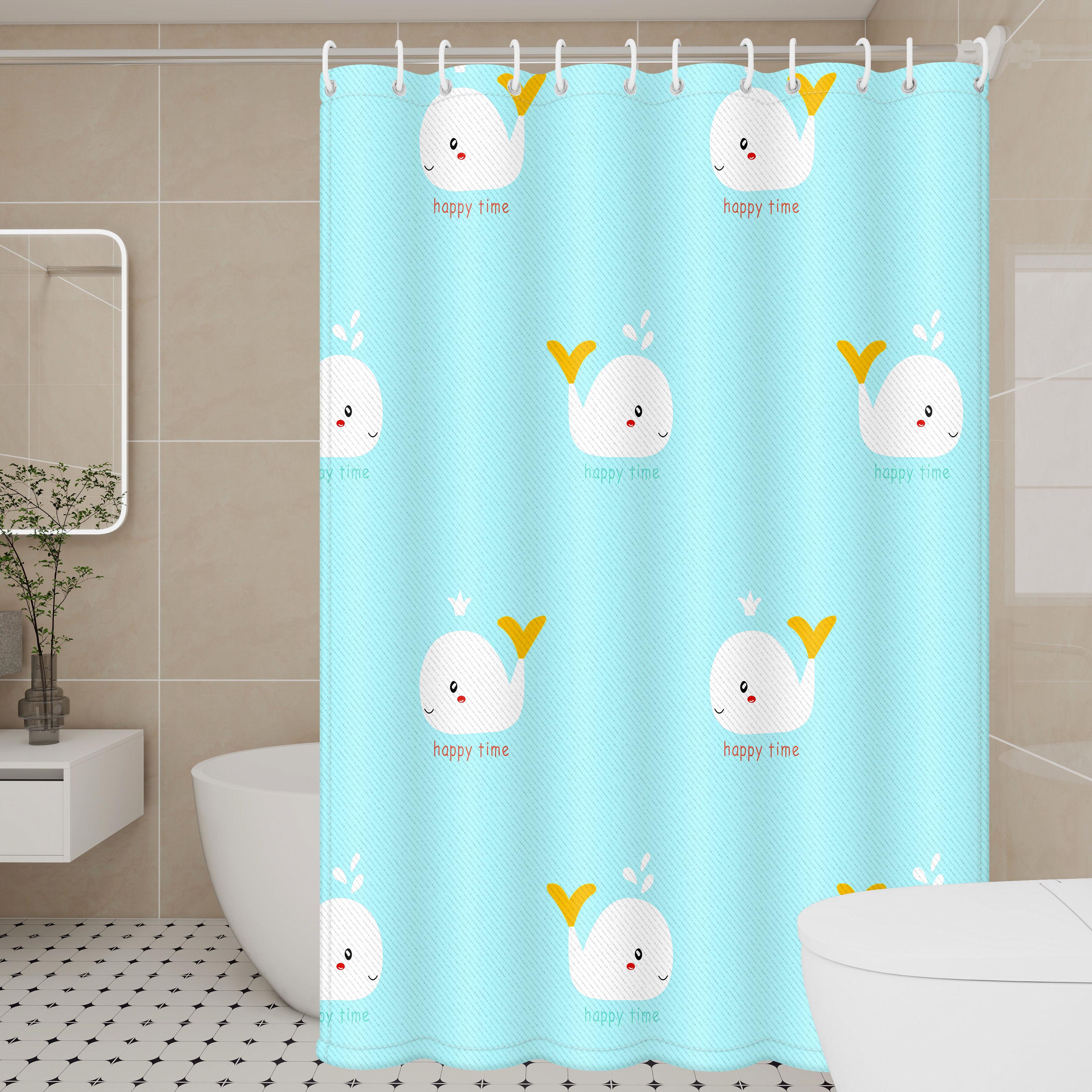 Playful Dolphin Shower Curtain - Ocean Blue Polyester with Jumping Dolphins 80*180cm
