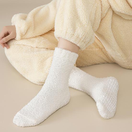 1 Pair Non-Slip Fuzzy Cozy Socks Super Soft Non-Fading Cold Protection Winter Warm Fluffy Sleep Socks for Women