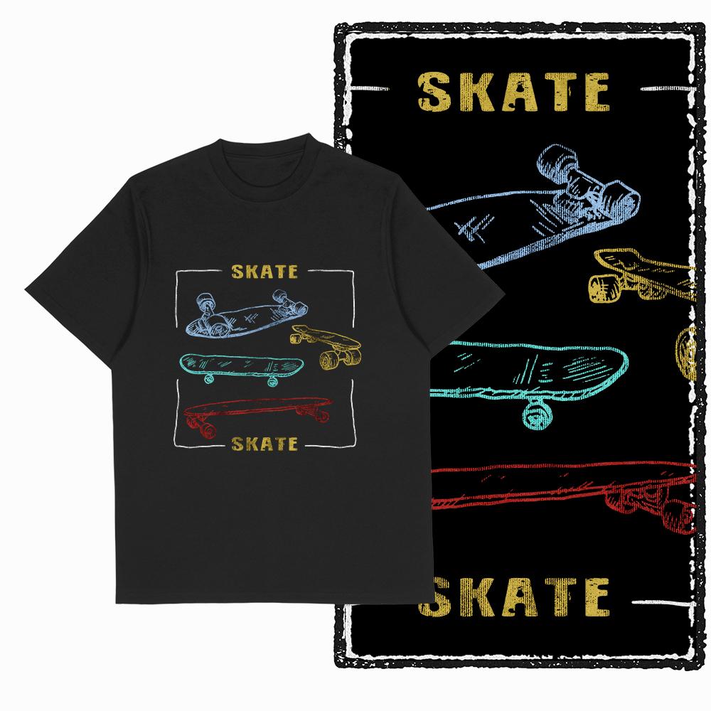 Coolmind YD Skateboard Cotton Exclusive Graphic Men T Shirt for Men Cotton Big Size Skate Cool BLACK Men's Novelty Tee Shirt