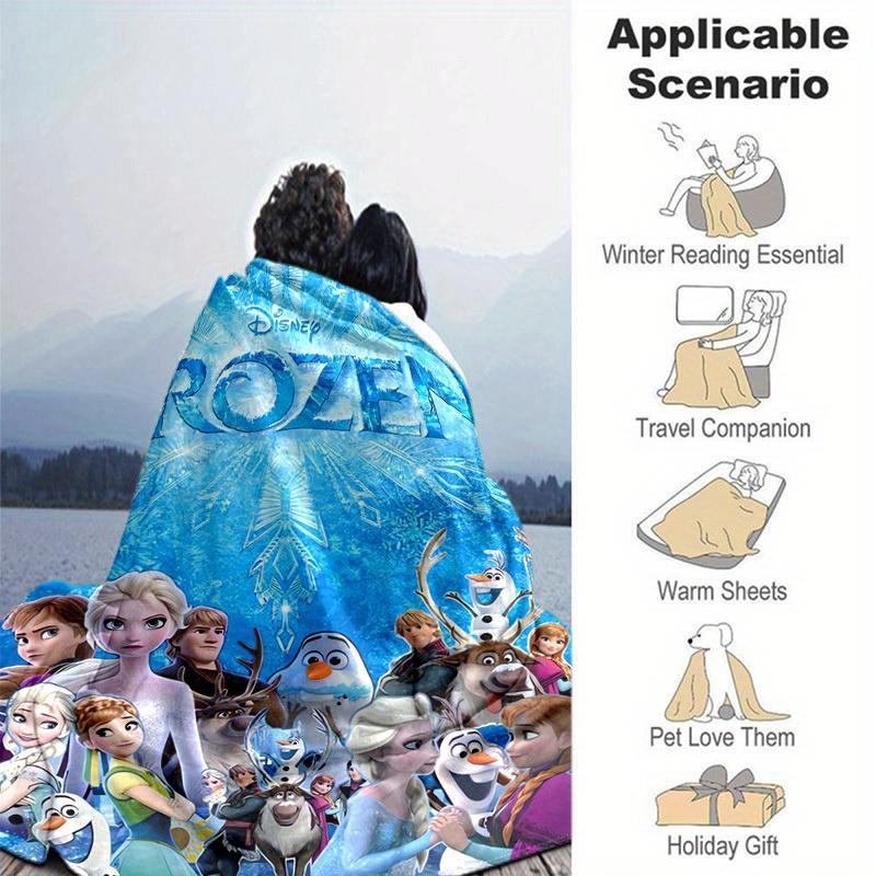 1 szt., Disney Kraina Lodu Elsa Anna Olaf Bałwan Koc Rzutowy Idealny do Wystroju Domu, Pokrowiec na Kanapę, Podróży, Kempingu, Samochodu, Plaży, Biura, Drzemki