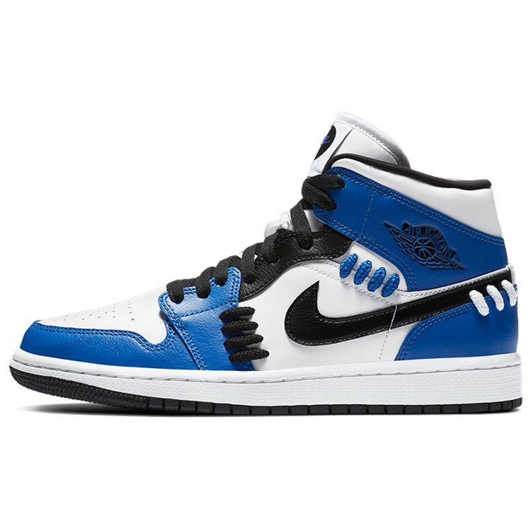

Женские кроссовки Air Jordan 1 Mid Sisterhood синие Game-Royal Black CV0152-401