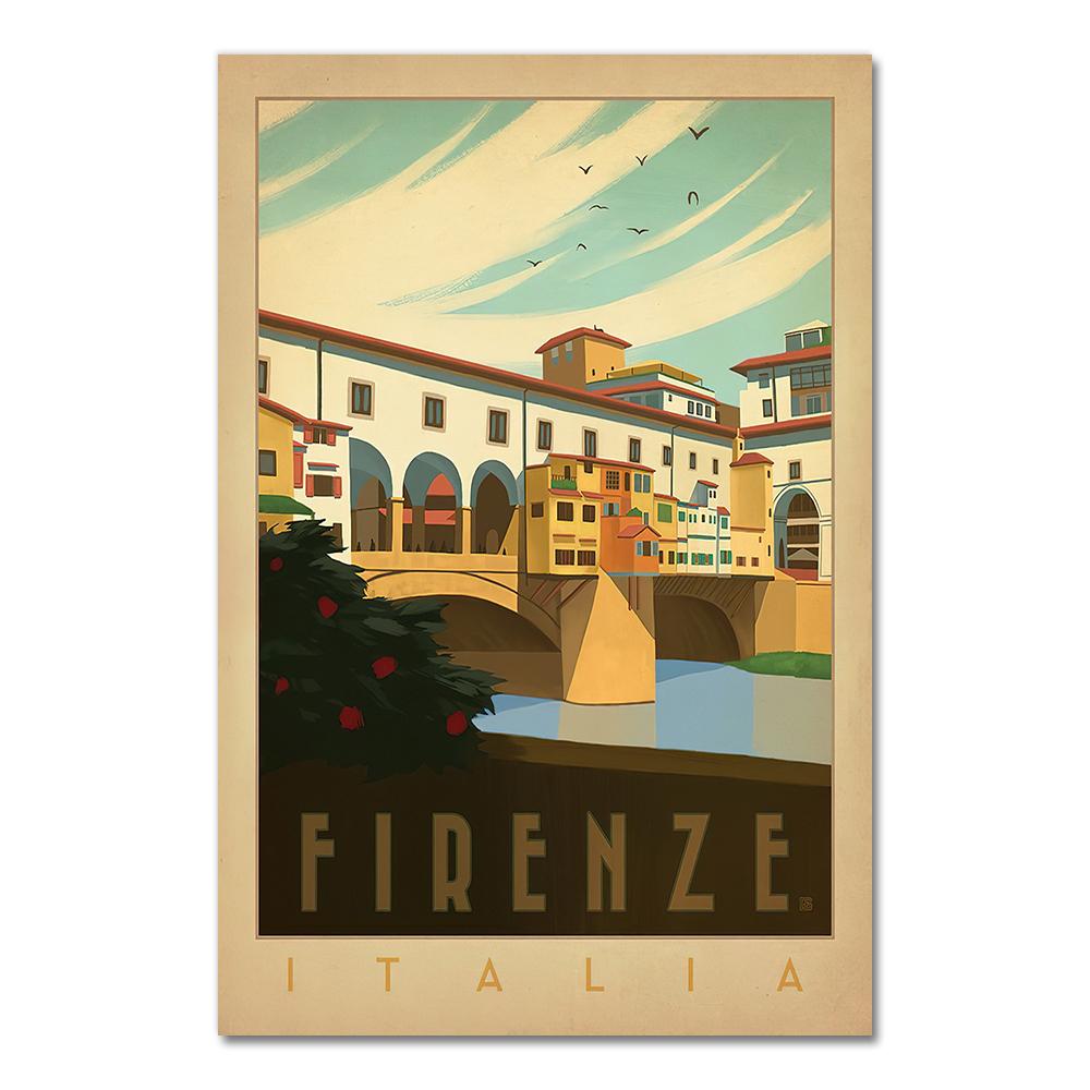 Italy Tuscany Florence City Travel Canvas Paintings Vintage Picture Kraft Posters Coated Wall Stickers Home Decoration Gift