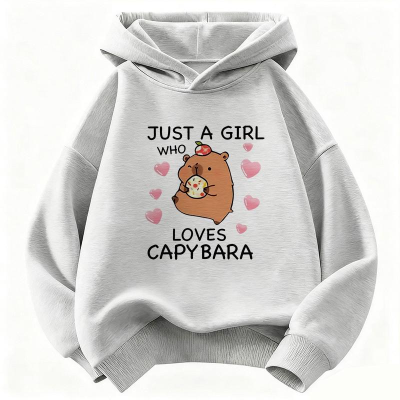 Just A Girl Who Love Capybara Hoodie Kids Cartoon Children's Sweatshirt Hoody for Boys Girls Casual Hoodies Funny Clothes