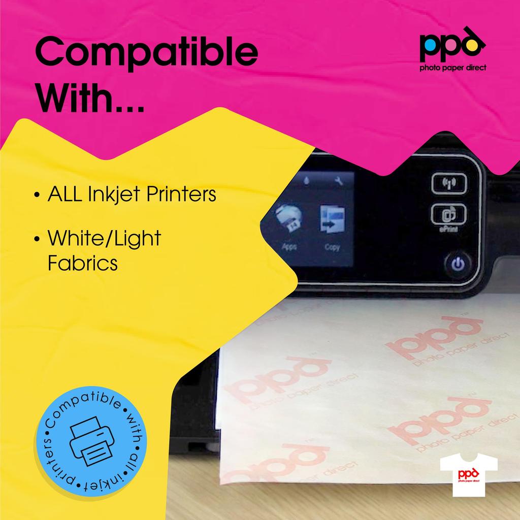 PPD Inkjet Premium Transferpapier Hell und Weiß x 10 Blatt A4 T-Shirt (für Stoffe) PPD-1-10