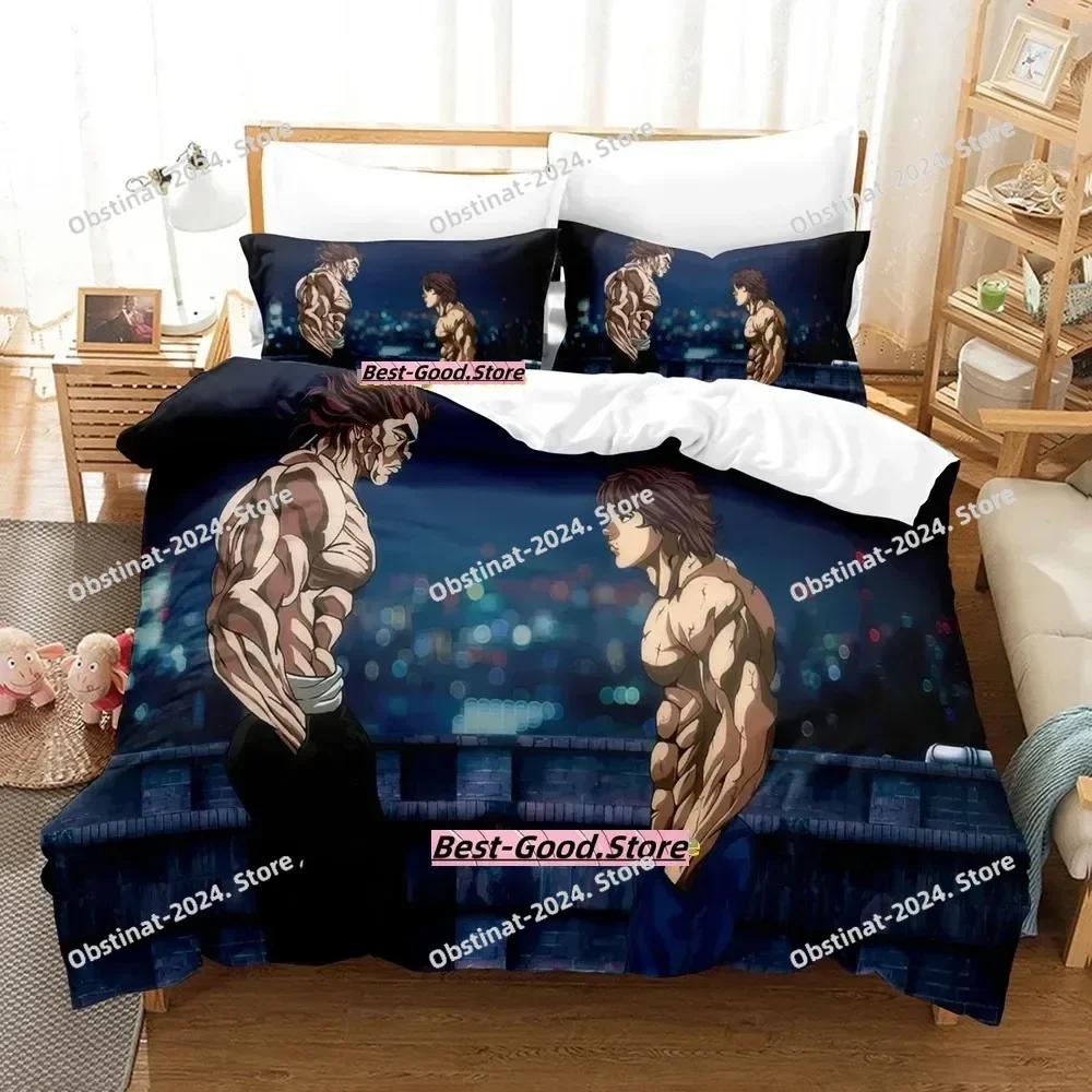 Top Baki Hanma Beding Set Single Twin Printed Bed Linen Set With Pilowcase Bed Soft Duvet Cover Soft Single Double Quen Super King-Sized Dimensionsd