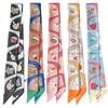 Bow Ties Plaid Scarf Printed Long Ribbon Scarves Retro Long Silk Scarf  Female