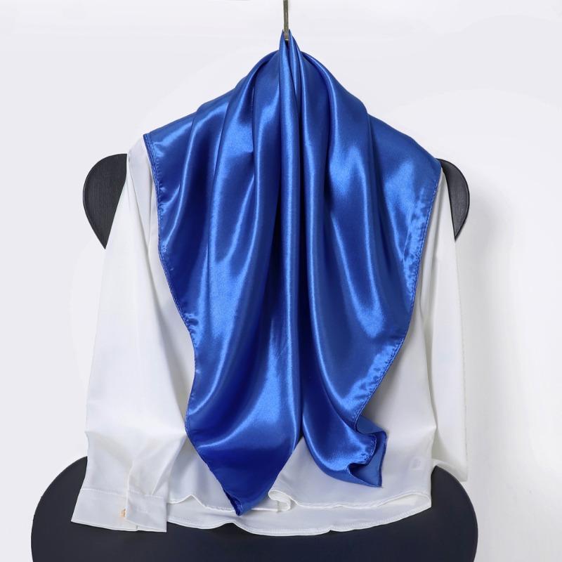 Classic solid color silk scarf women's trend versatile shawl simulation silk bag headscarf 90cm square scarf
