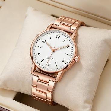Simple Digital Surface Scale Luminous Needle Unisex Fashion Watch Alloy Case Steel Belt Quartz Wrist Watch