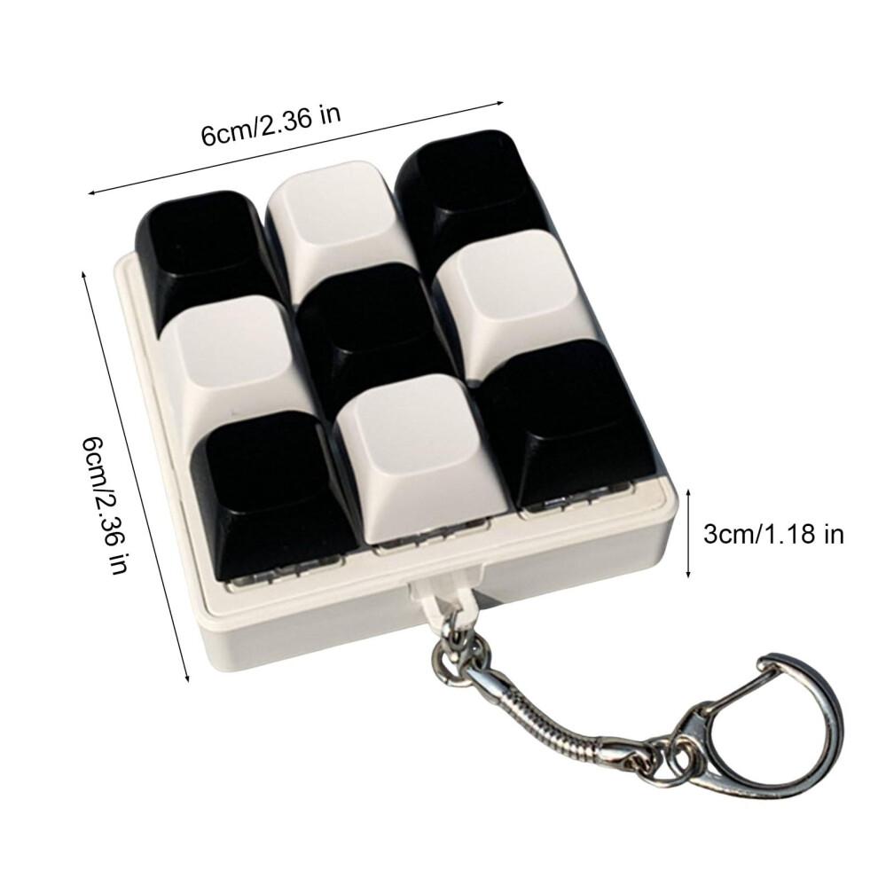 Keyboard Keychain Toy Portable Keyboard Stress Reliever Black White Keyboard Fidget Toy 9 Clicker Keychain for Stress Relief Portable Decompression