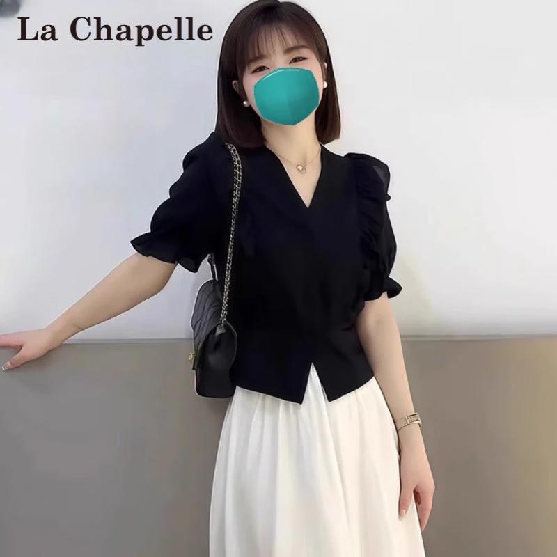 La Chapelle Black French Hepburn Puff Sleeve Women s Shirt 2XL чёрный
