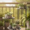 3-Tiers Plant Stand Black Metal Display Rack Vintage-Style Holder