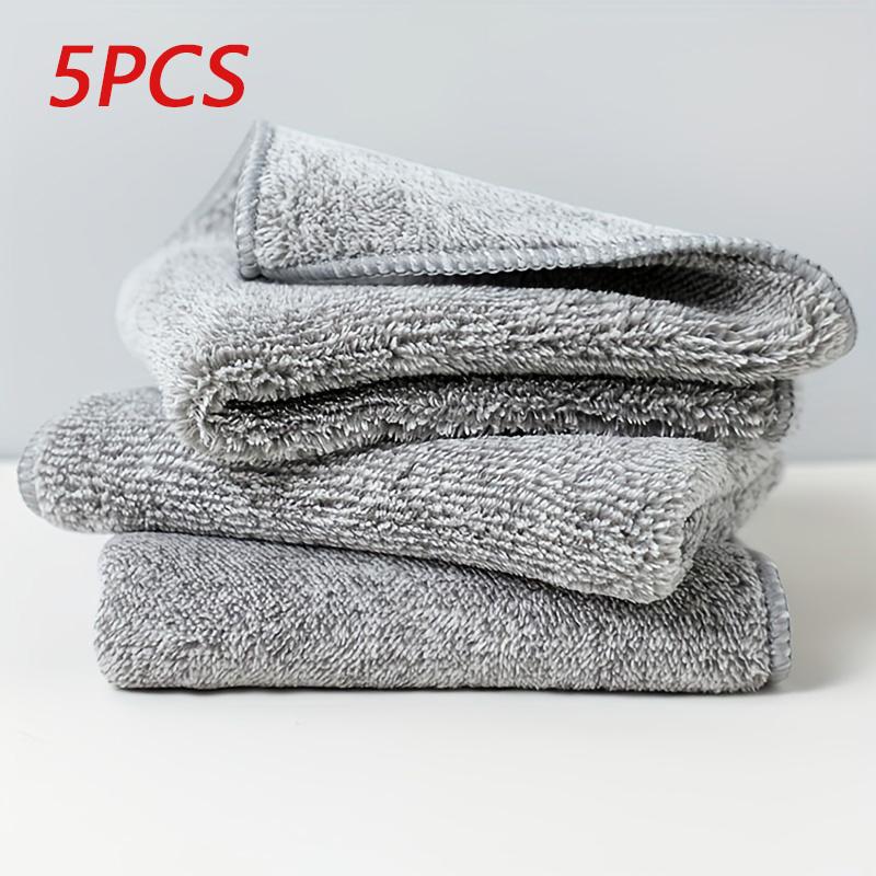 10/5PCS Gray Bamboo Charcoal Towel Thickened Super Absorbent Dishcloth Anti-grease Kitchen Wiping Rags Microfiber Cleaning Cloth