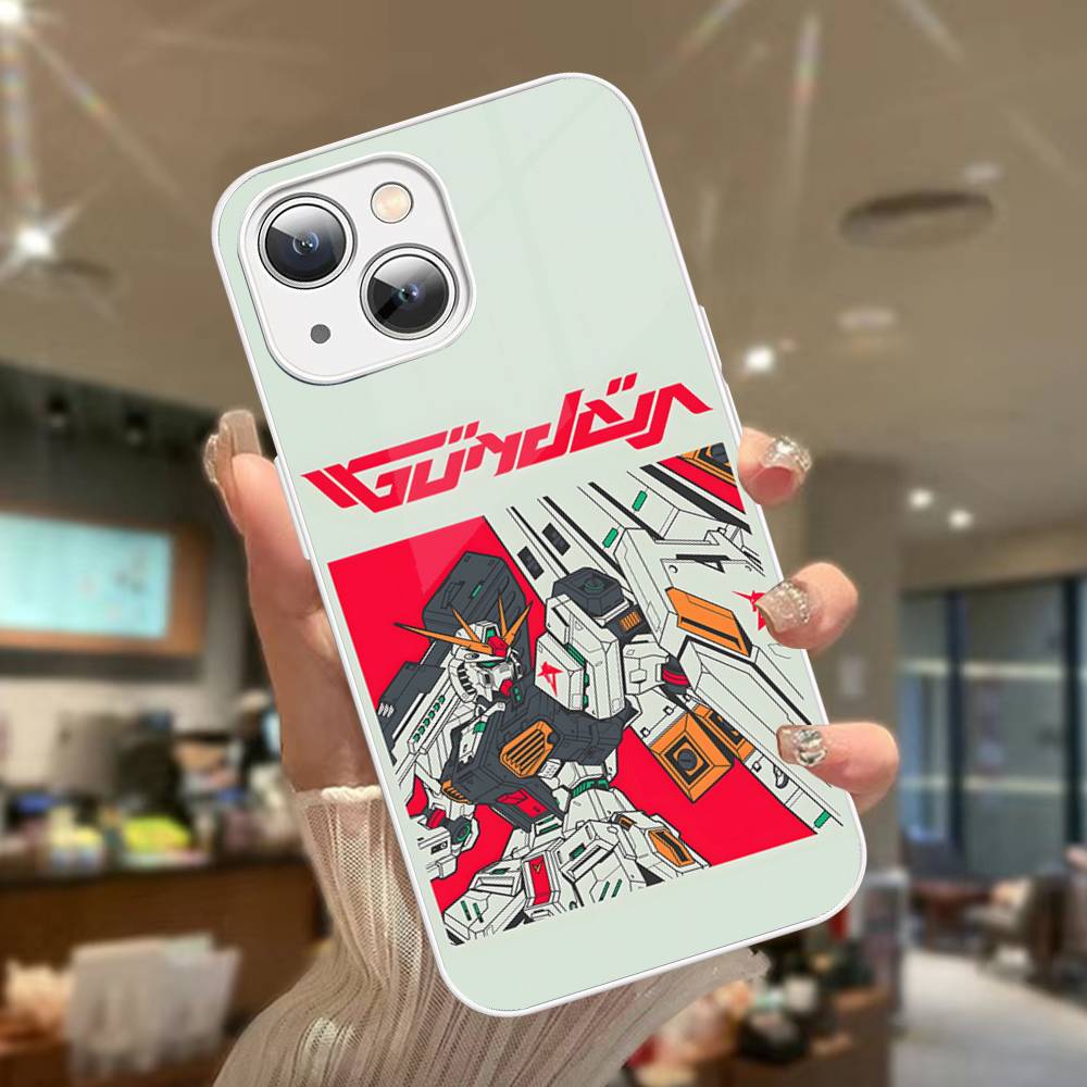 Cartoon G-Gundams For IPhone 14 13 12 Mini 11 Pro XS Max X XR 14 Plus Tempered Glass Cover
