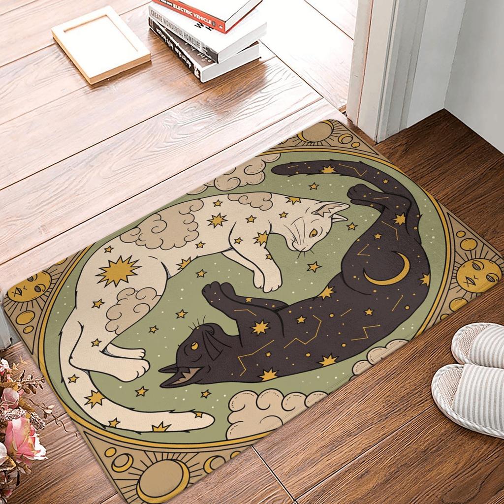 Süße Schwarz-Weiß-Katze Willkommen Boden Tür Bad Küchenmatten Anti-Rutsch Außen Fußmatte Garage Eingang Teppich Fußmatte