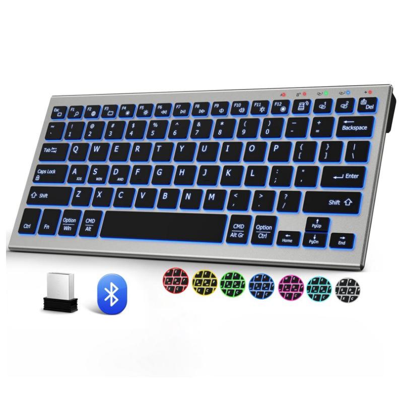 

JOMAA 2.4G Wireless Bluetooth Dual-Mode Ultra-Thin Silent Backlit Keyboard for Desktop & Laptop Office Use. сірий колір