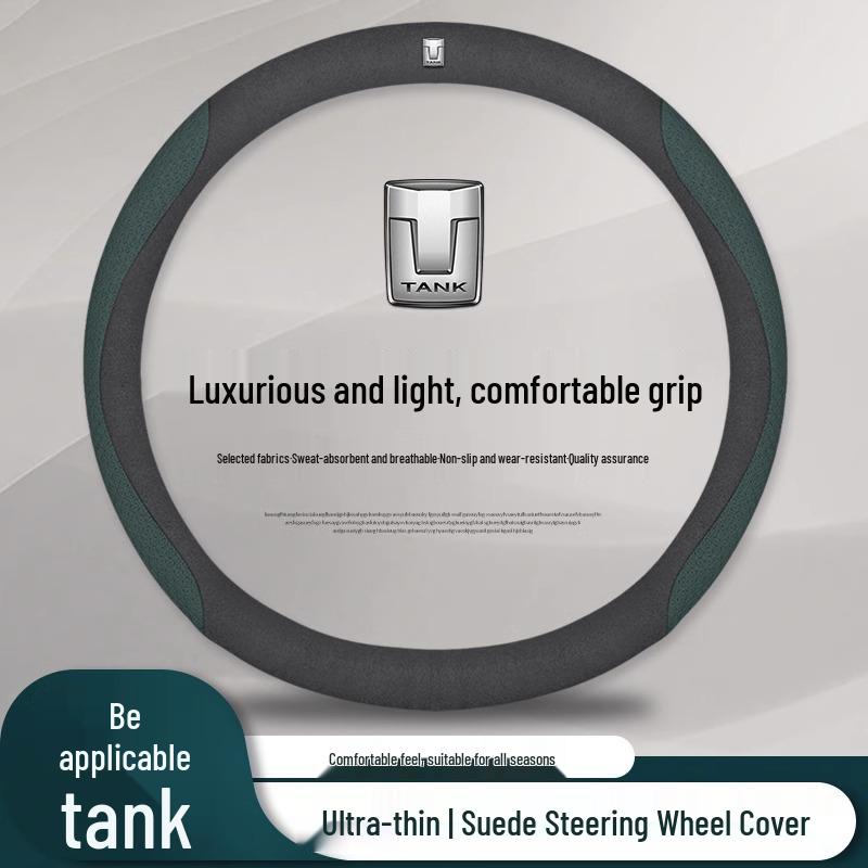Genuine Leather Steering Wheel Cover for Tank 300 - Ultra-Thin, Universal, All-Season Fit, Cyber Design