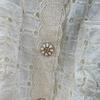 Summer Women's Embroidered Two Piece Sets Vintage Lace Splice Floral-Button Tops and Slimming Shorts Sets