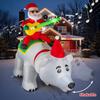 7FT Santa Claus Inflatable Decoration LED Lights Santa Riding Bear Shaking Head Blow Up Model With Music Recording Xmas Party