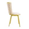 Set of 2 Decorative Dining Chairs Made of Velvet Fabric, with Gold-Colored Metal Legs, Upholstered Seats and Backrests Made of Braided Rope