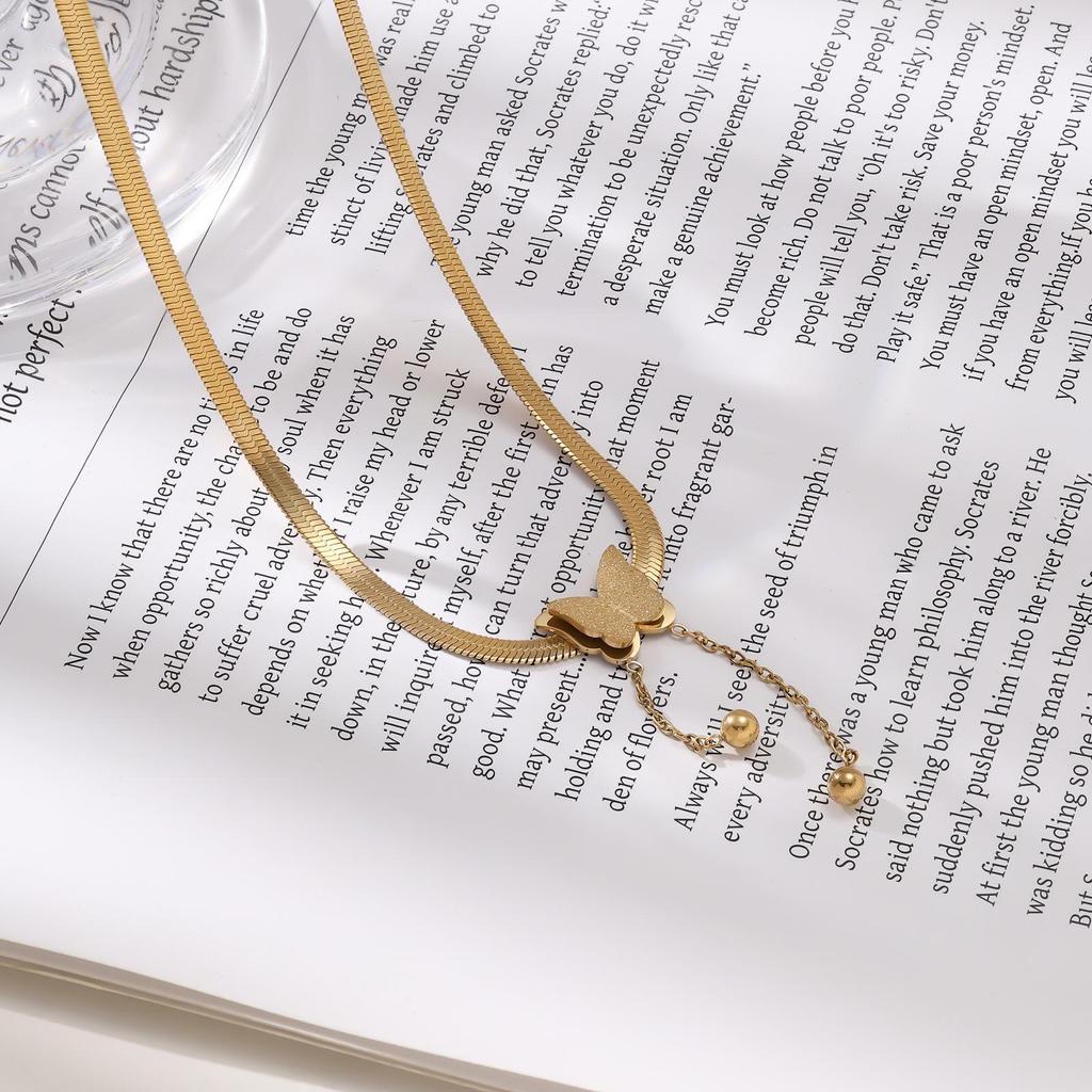 Trendy Stainless Steel Butterfly Necklace - High-End Versatile Design