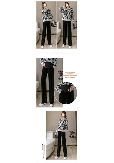 Autumn/Winter High-Waisted Velvet Wide-Leg Maternity Pants - Trendy Loose Fit for Expecting Moms