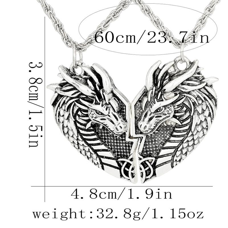 

Пара двух кулонов в виде дракона из сплава для мужчин, винтажное ожерелье для пары друзей