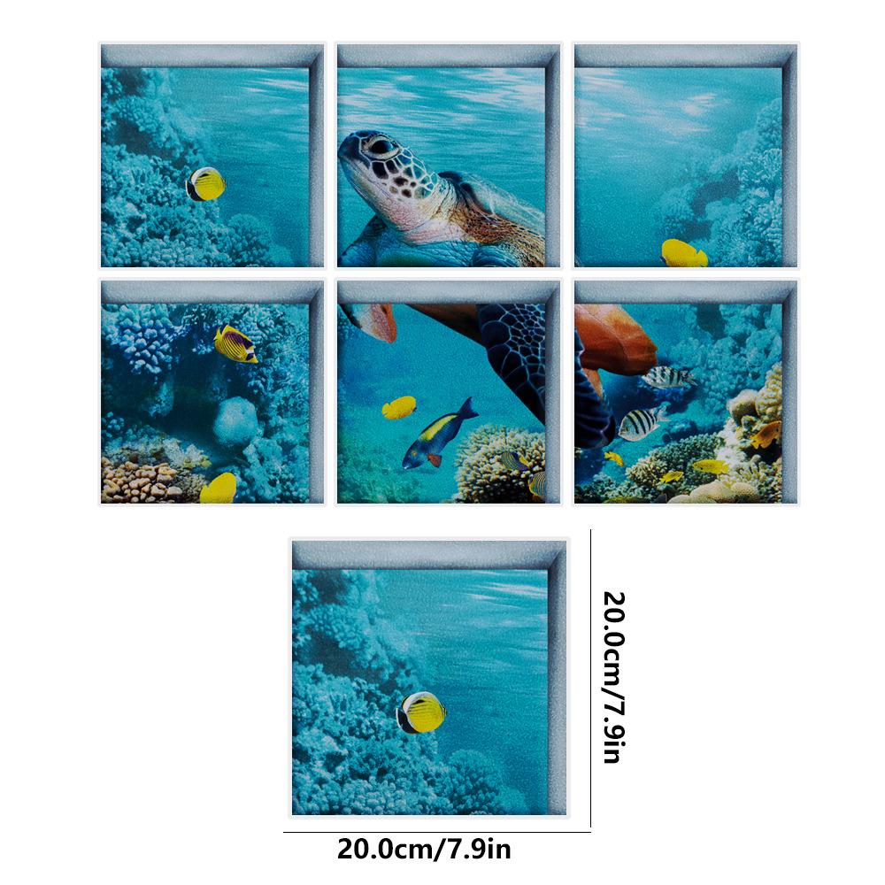 

Bath Treads Stickers Beach Pattern Square 3D Adhesive Anti Slip Tub Safety Decals Mat Waterproof Shower Tub Sticker Pack of 6