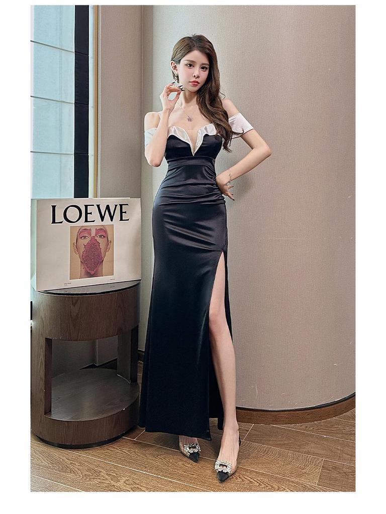 2025 Sexy Low-Cut Bodycon Evening Gown - Slimming Long Dress for Nightclubs