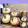 Peluche Pinguino Carino con Sciarpa e Cappello di Natale Animale Morbido Ripieno per Bambine e Bambini 20cm Pinguino Grigio