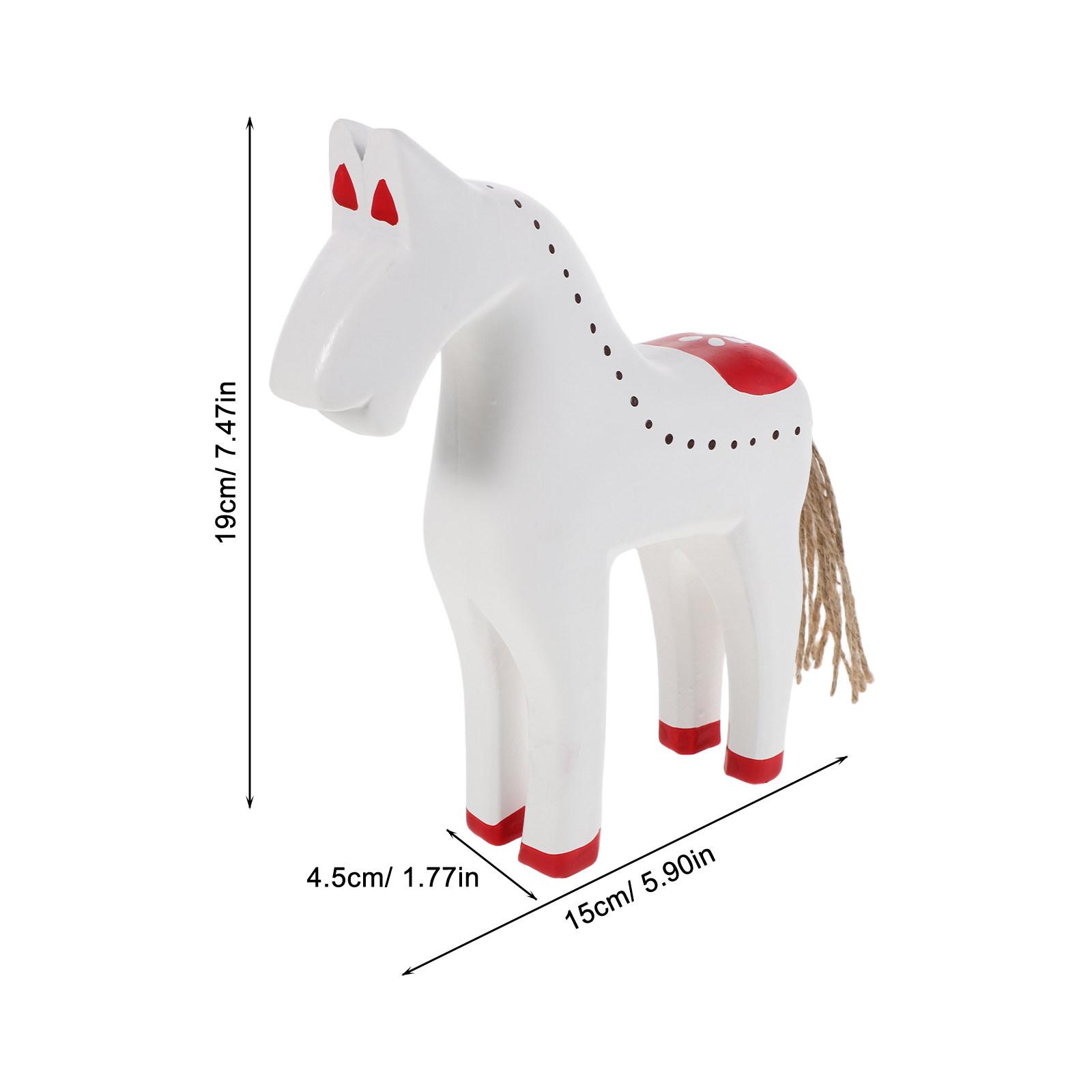 

Wood Carved Horse Desktop Decor Rustic Chinese Zodiac 2026 New Year Animal Sculpture Feng Shui Lucky Horse Ornament белый