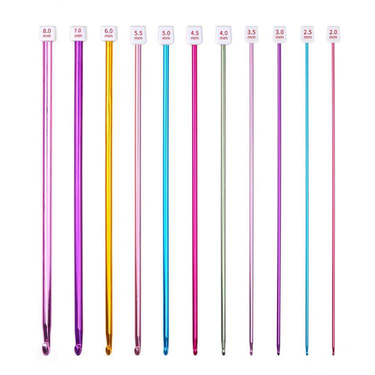 Colorful Handcrafted Wool Scarf Sweater with Anodized Aluminum Knitting Needles and DIY Afghan Crochet Tools