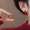 Zhou Yutong Red Drip Glaze Earrings - Niche Design, Luxury Ear Buckle Rings for Women, Autumn/Winter Collection