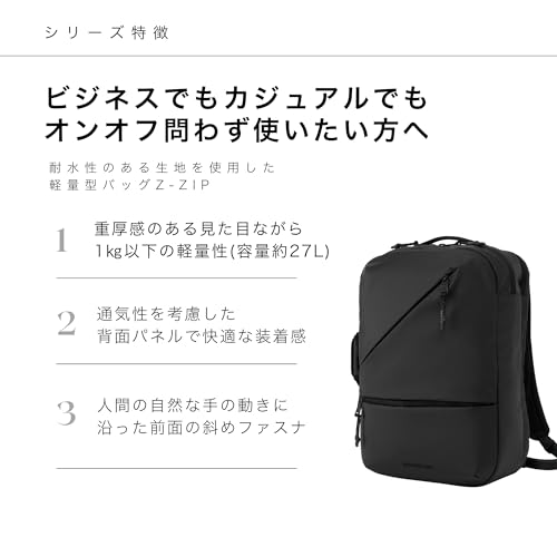 Samsonite Red Z-ZIP 2-Way Backpack, Business Bag, Official Japanese Product, Fits 15-inch Laptop, Men's and Women's, PVC Coated, Full Black, One Size