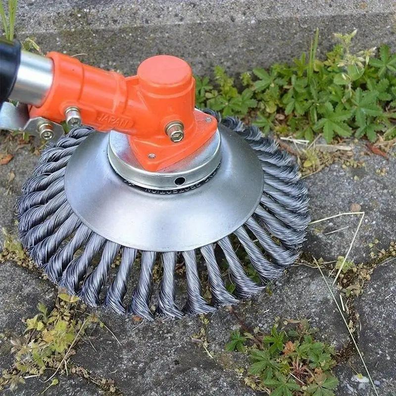 

1pc Steel Wire Wheel, Garden Weed Brush, Lawn Mower, Grass Trimmer Brush, Cutter Tools, Garden Grass Trimmer Head