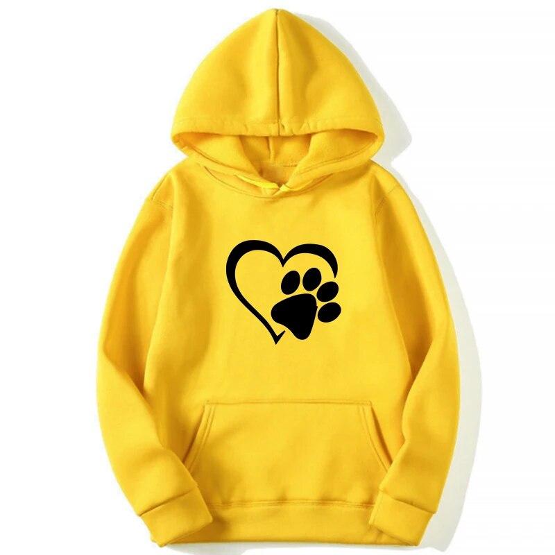 Femei Hanorac Drăguț Câine Labă și Inimă Formă Print Hoodies Femei Casual Mânecă Lungă Hoodies Toamna Iarna Pulover Plus Size