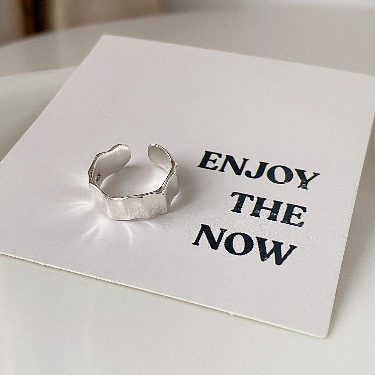 925 Sterling Silver Fold Smooth Surface Adjustable Rings For Women Wedding Engagement Luxury Jewelry Accessories Wholesale