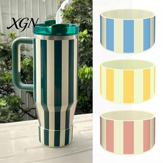 Durable Silicone Boot for Ice Cups Striped Cup Cover, Elastic Protective Sleeve, Waterproof Non Slip Easy Clean Sleeve Commuting Protector, Base Cover