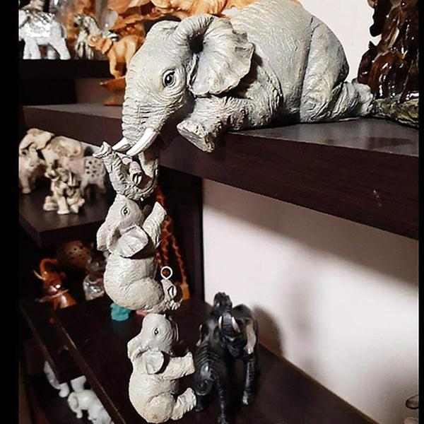 3ks/set Roztomilé figurky slonů Slon držící slůně Pryskyřice Řemesla pro vybavení domácnosti Dárek