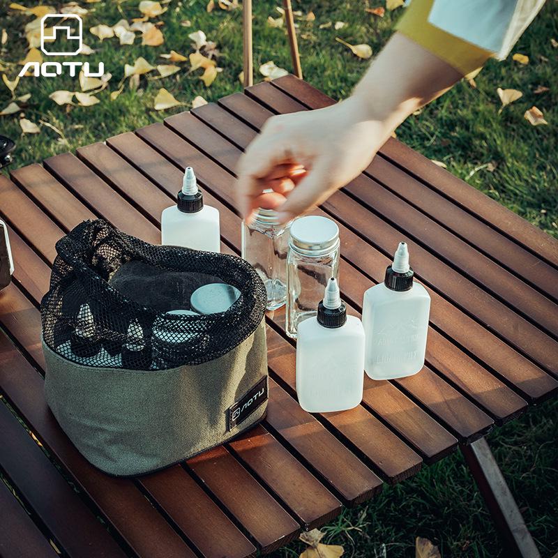 Portable Camping Seasoning Bottle Set with Sealed Oil Bottles and Storage Bag